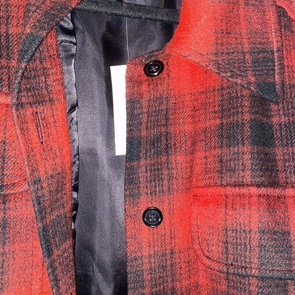 BANANA REPUBLIC FACTORY WOMAN RED PLAID LONG SHACKET COAT SIZE M .NEW WITH TAGS - Picture 6 of 11